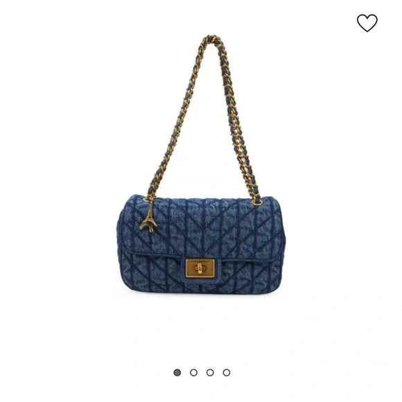 Karl Lagerfeld Agnes Quilted Denim Gold Chain Crossbody NWT - Picture 3 of 7